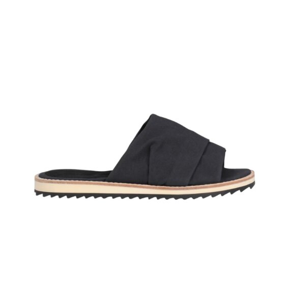 NEW James Perse Slides Sandals Mules Womens 6 Black Fabric Flats Open Toe Shoes